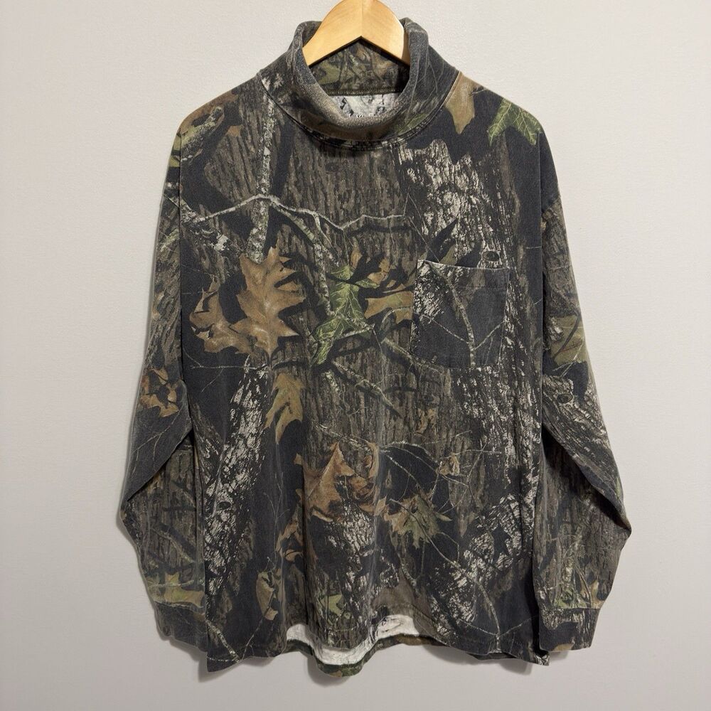 Vintage Redhead Outdoors Shirt Men XL Brown Camo Long Sleeve Turtle Neck Hunting